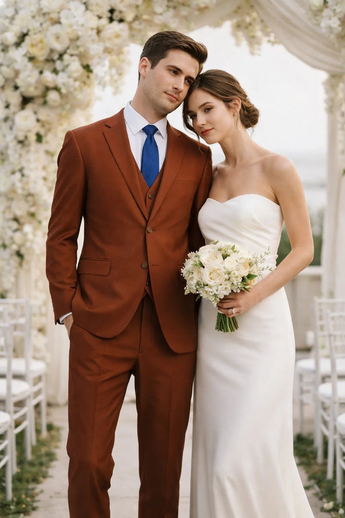 Mens Stacy Adams Suit - Stacy Adams Suit Men's Designer Suit - Two Button Vested in Brown
