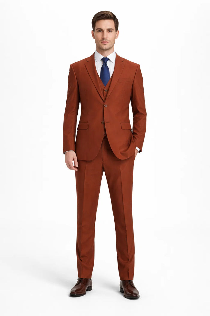 Mens Stacy Adams Suit - Stacy Adams Suit Men's Designer Suit - Two Button Vested in Brown