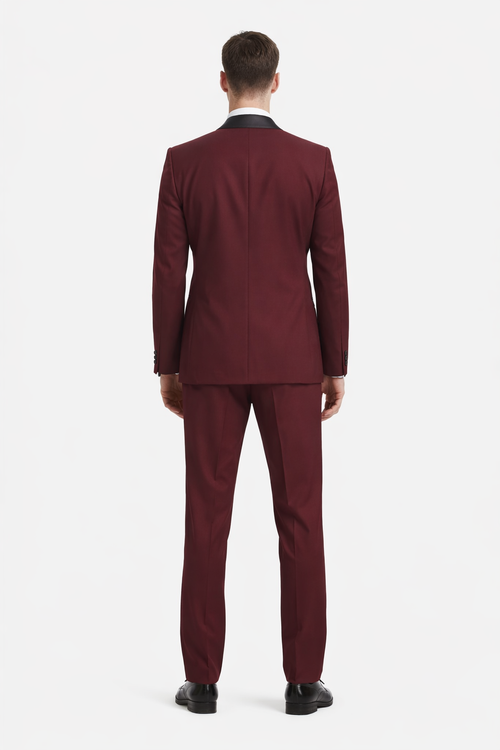 Mens Stacy Adams Suit - Stacy Adams Suit Men's Designer Tuxedo - Vested One Button Shawl Lapel in Burgundy