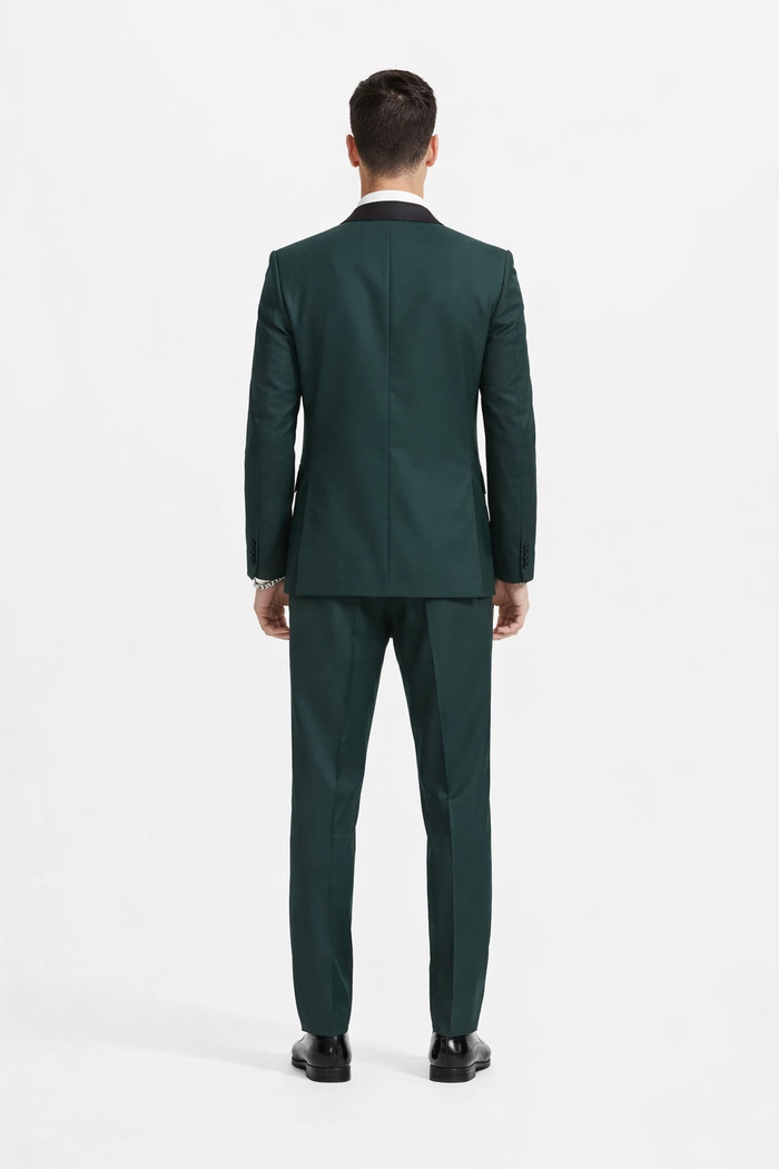 Mens Stacy Adams Suit - Stacy Adams Suit Men's Designer Tuxedo - Vested One Button Shawl Lapel in Hunter Green