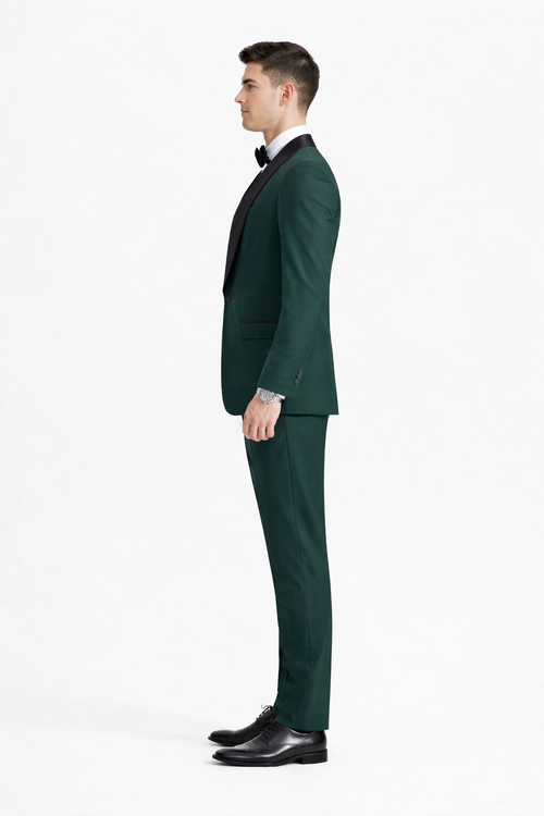 Mens Stacy Adams Suit - Stacy Adams Suit Men's Designer Tuxedo - Vested One Button Shawl Lapel in Hunter Green