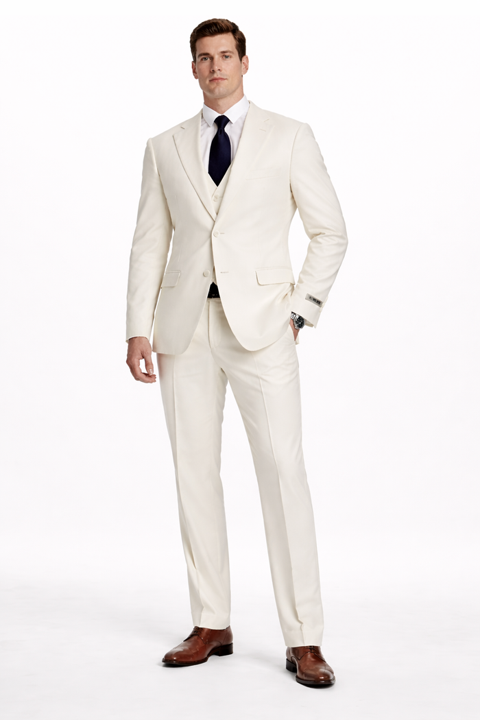 Mens Stacy Adams Suit - Stacy Adams Suit Men's Ivory Two Button Vested Designer Suit