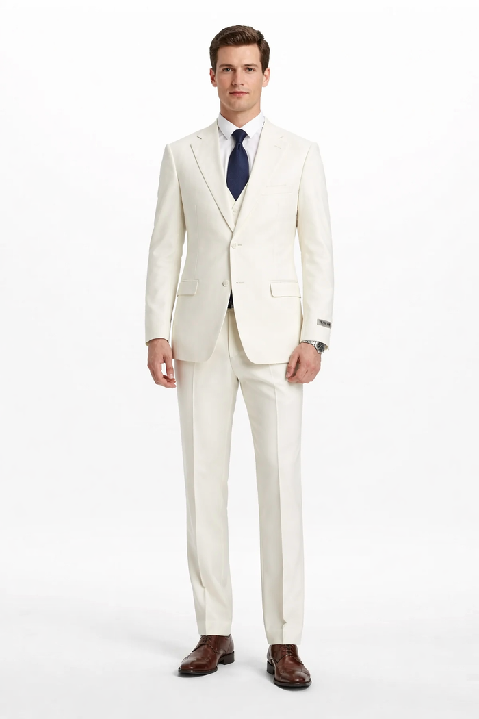 Mens Stacy Adams Suit - Stacy Adams Suit Men's Ivory Two Button Vested Designer Suit