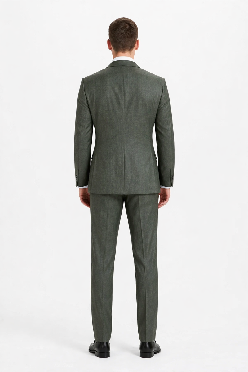 Mens Stacy Adams Suit - Stacy Adams Suit Men's Sharkskin Suit - Olive Green, Two Button Vested Design