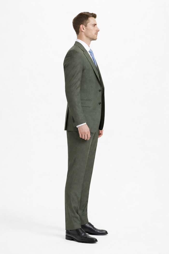 Mens Stacy Adams Suit - Stacy Adams Suit Men's Sharkskin Suit - Olive Green, Two Button Vested Design
