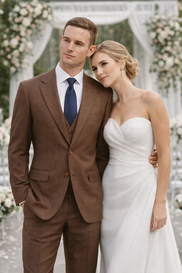 Mens Stacy Adams Suit - Stacy Adams Suit Men's Sharkskin Suit - Two Button Vested in Cognac