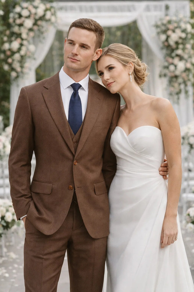 Mens Stacy Adams Suit - Stacy Adams Suit Men's Sharkskin Suit - Two Button Vested in Cognac