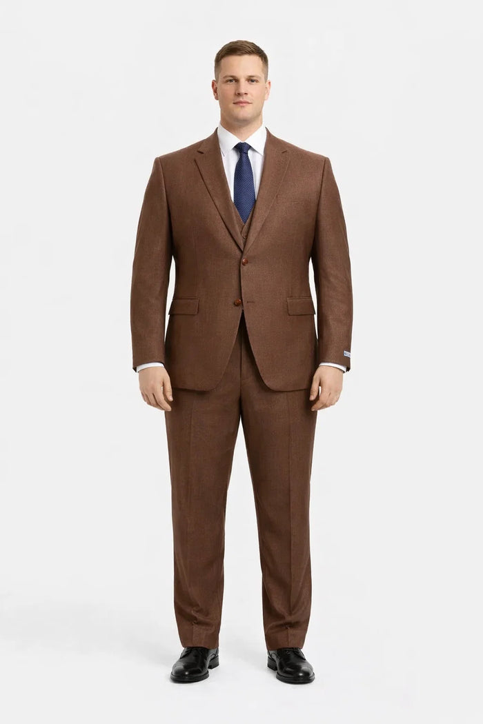 Mens Stacy Adams Suit - Stacy Adams Suit Men's Sharkskin Suit - Two Button Vested in Cognac