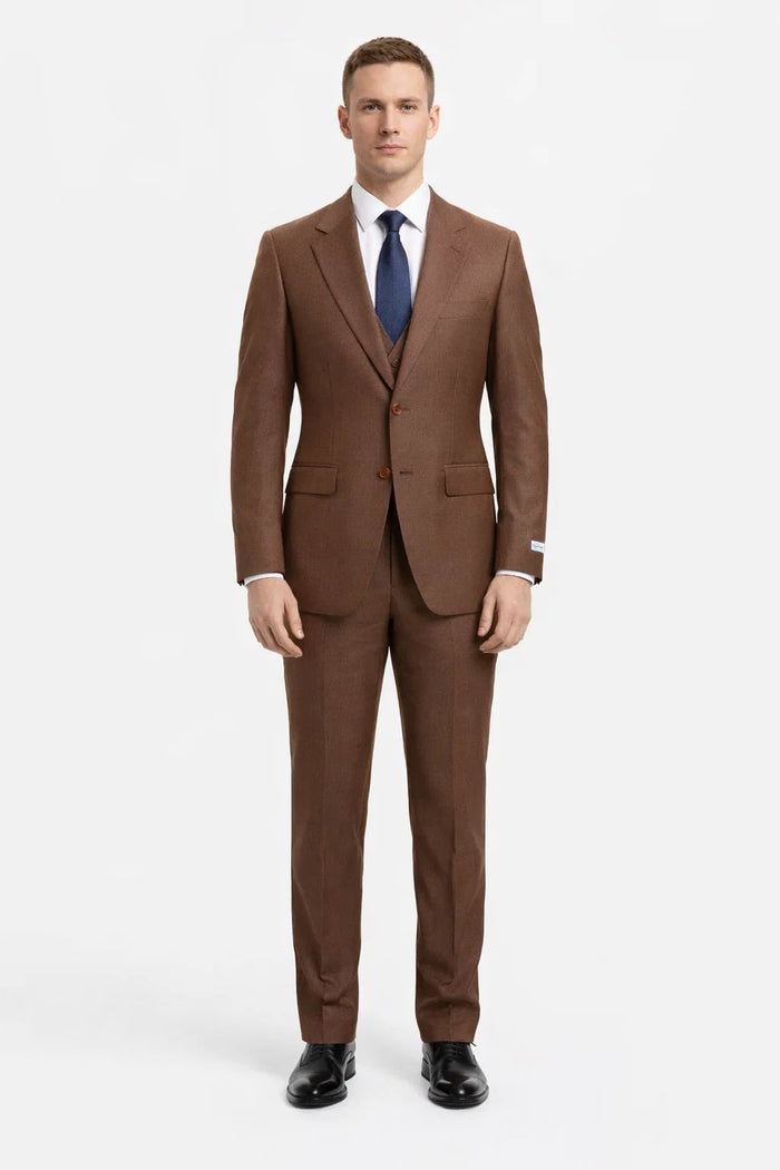 Mens Stacy Adams Suit - Stacy Adams Suit Men's Sharkskin Suit - Two Button Vested in Cognac