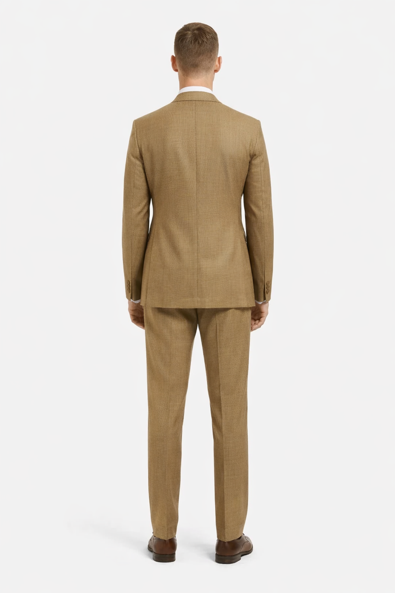 Mens Stacy Adams Suit - Stacy Adams Suit Men's Sharkskin Suit - Two Button Vested in Light Mustard