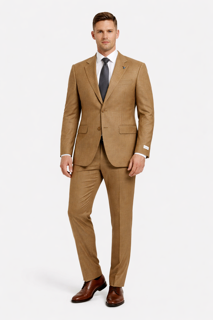 Mens Stacy Adams Suit - Stacy Adams Suit Men's Sharkskin Suit - Two Button Vested in Light Mustard