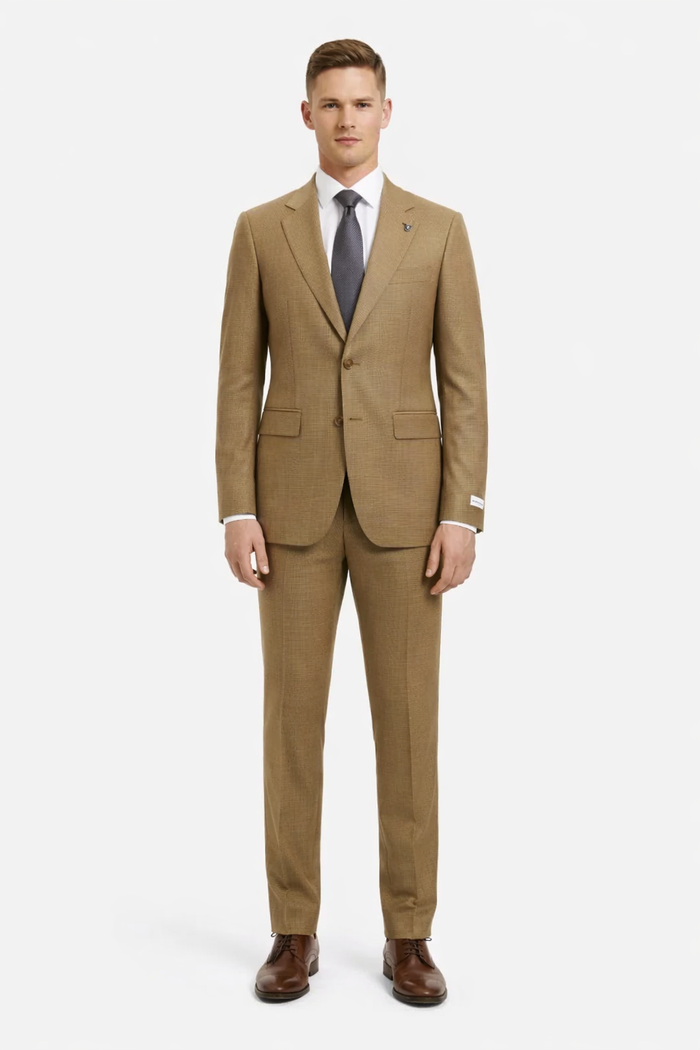 Mens Stacy Adams Suit - Stacy Adams Suit Men's Sharkskin Suit - Two Button Vested in Light Mustard