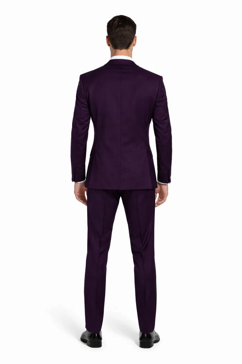 Mens Stacy Adams Suits - Designer Suit - 3 Piece Suit - Vested Suit - Flat Front Pant- Modern Fit Suits Eggplant Suit