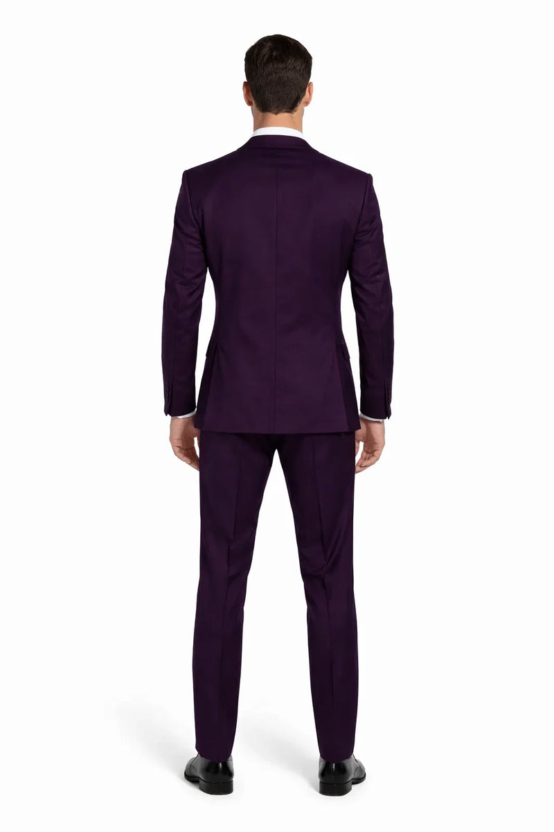 Mens Stacy Adams Suits - Designer Suit - 3 Piece Suit - Vested Suit - Flat Front Pant- Modern Fit Suits Eggplant Suit