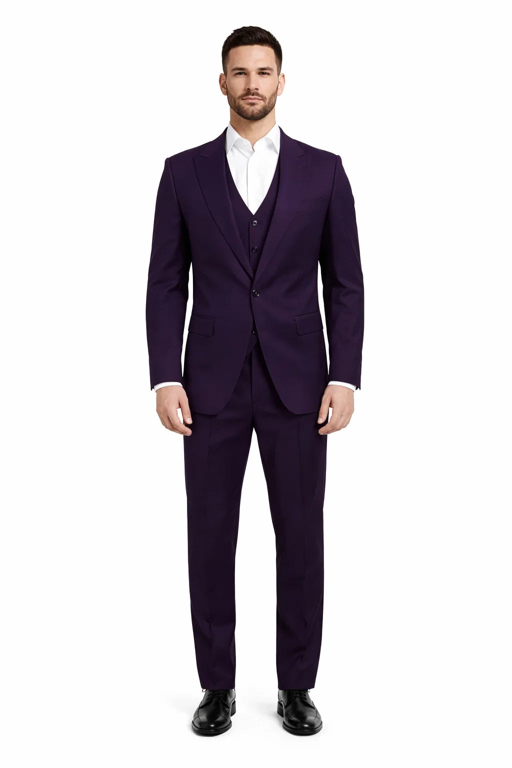 Mens Stacy Adams Suits - Designer Suit - 3 Piece Suit - Vested Suit - Flat Front Pant- Modern Fit Suits Eggplant Suit