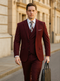 Men's Suit Ticket Pocket 3 Pocket Mehroon Suit With Double Breasted Vest 100% Wool