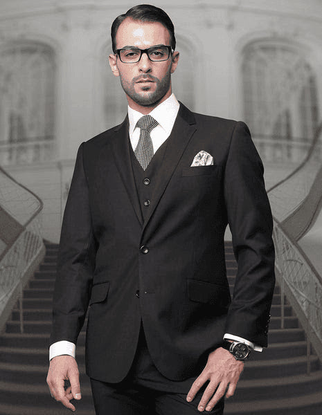 Mens Suits Regular Fit - Wool Suit - Pleated black Suit $199 - AlbertoNardoniStore