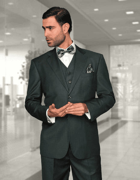 Mens Suits Regular Fit - Wool Suit - Pleated Pants Hunter Green Suit $199 - AlbertoNardoniStore