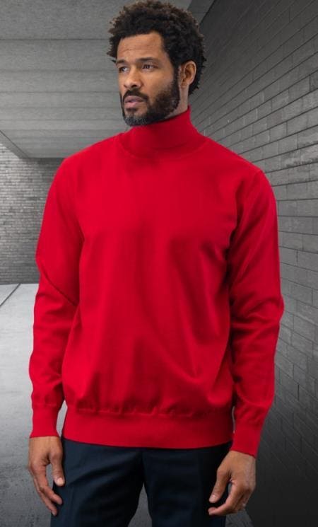 Mens Sweater Red - Wool And Cashmere Fabric - AlbertoNardoniStore