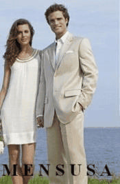 Mens Tan Linen Suit - AlbertoNardoniStore