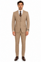 Men’s Tan Plaid 3-Piece Tailored Fit Suit with Vest