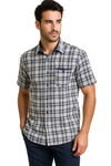 Mens Textured Plaid Walking Suit in Navy/white by Dreams by Zacchi – 2 Piece Leisure Outfit with matching shirt and pant-$99