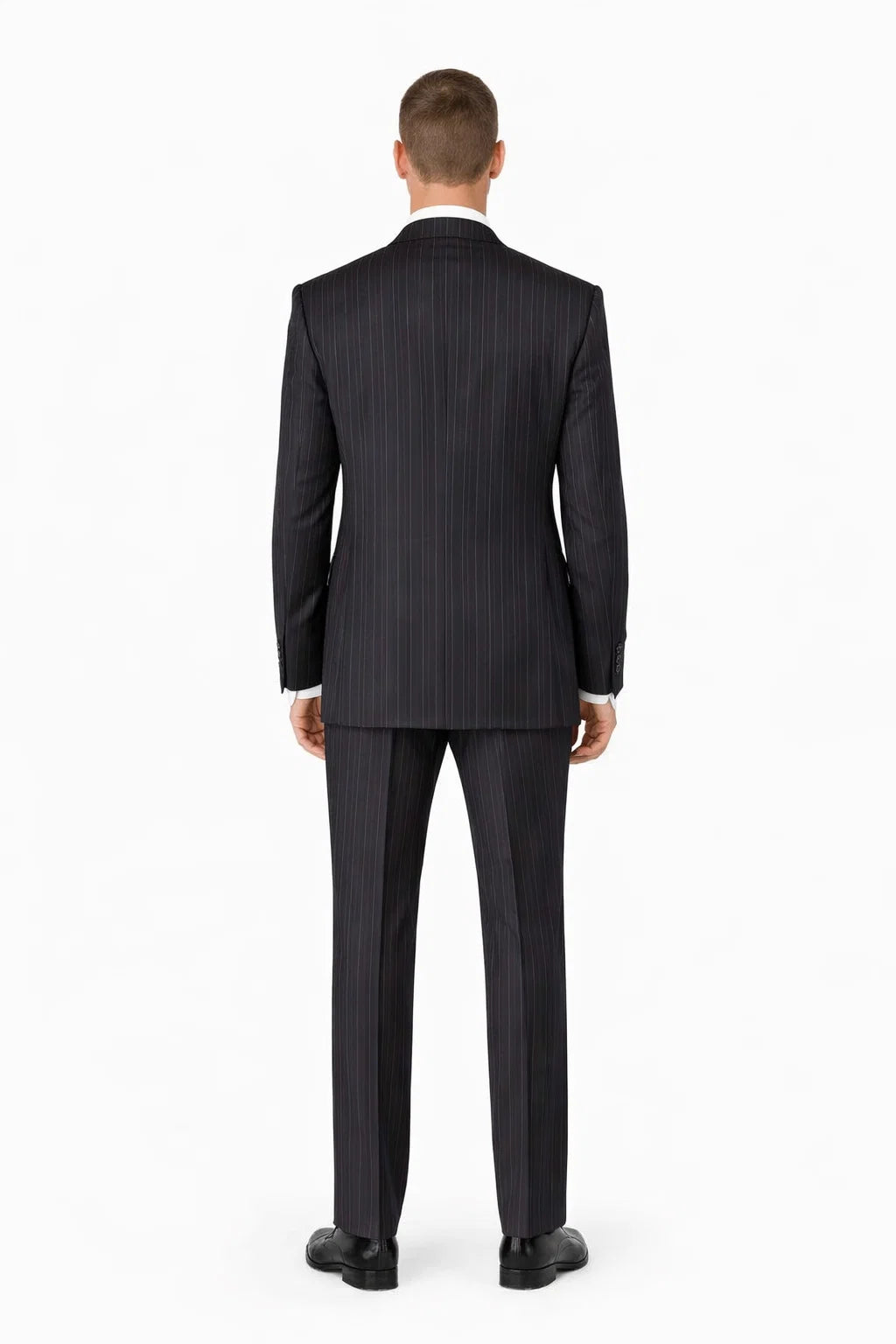 Mens Three Button Suits -  Navy Blue Pinstripe Three-Piece Suit - Classic Business and Formal Wear with Tailored Fit