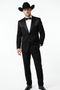 Mens Traditional Black Western Tuxedo Suit – 2 Piece Cowboy Formal Suit with Western Yoke Sport Coat & Matching Black Pants