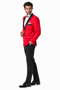 Mens Two Button Modern Fit Tuxedo in Red with Black Lapel - Dinner Jacket Blazer Sport Coat