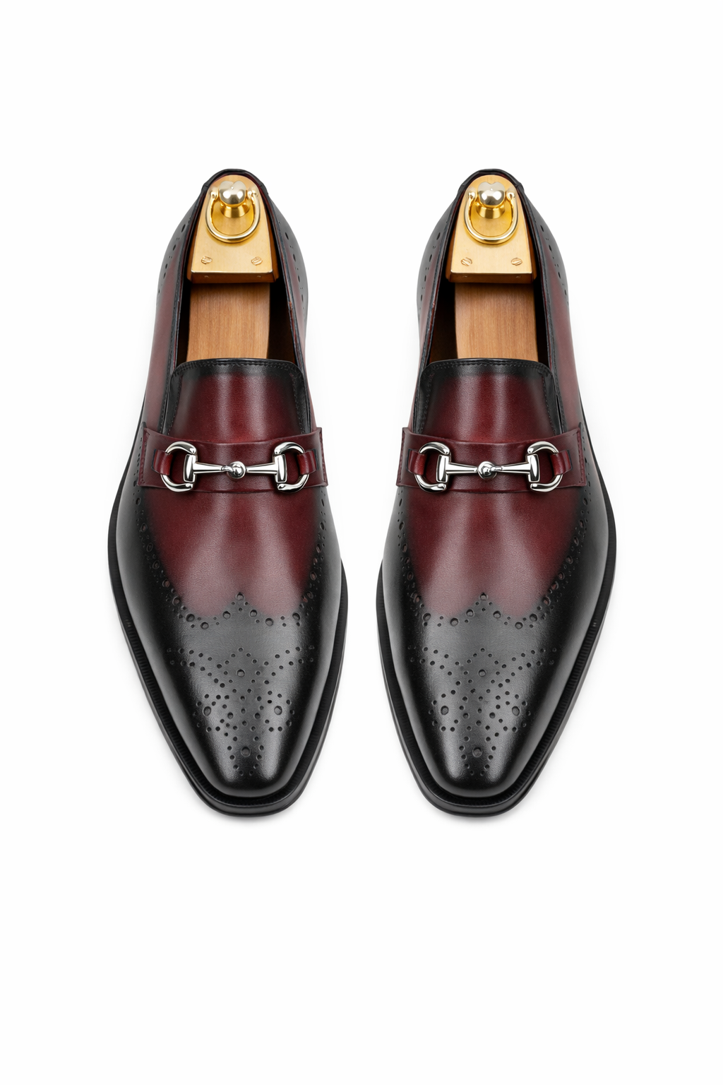 Mens Wholecut Two Tone Leather Wingtip Loafer Dress Shoes in Blue & Tan