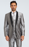 Men's Two Toned Tuxedo Trimmed Jacket And Suit Silver Grey
