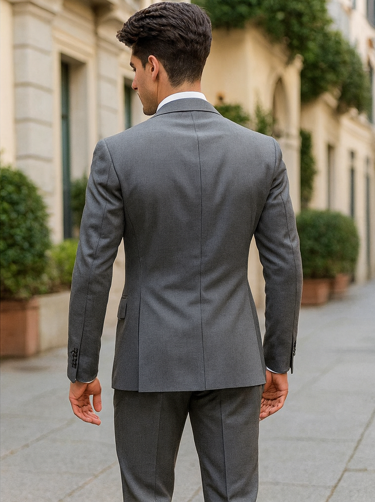 Mens Urban Suits - 100% Wool Suit - Single Button Double Breasted Vest Pleated Pants