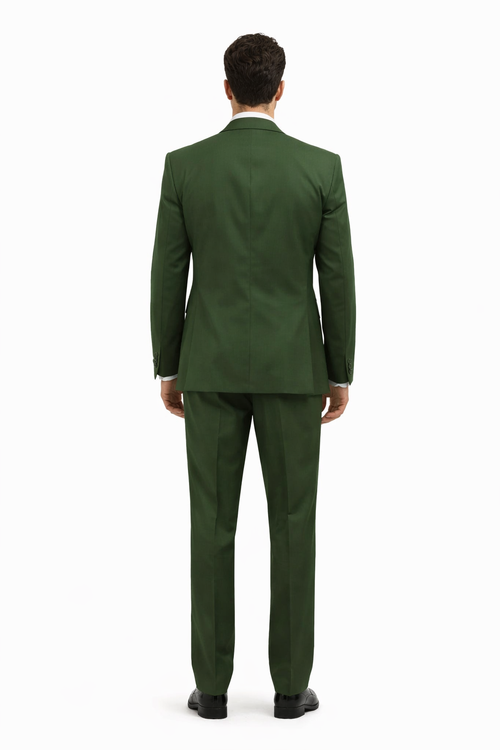 Mens Urban Suits - 100% Wool Suit - Single Button Double Breasted Vest Pleated Pants