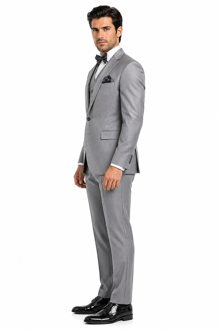 Mens Urban Suits - 100% Wool Suit - Single Button Double Breasted Vest Pleated Pants