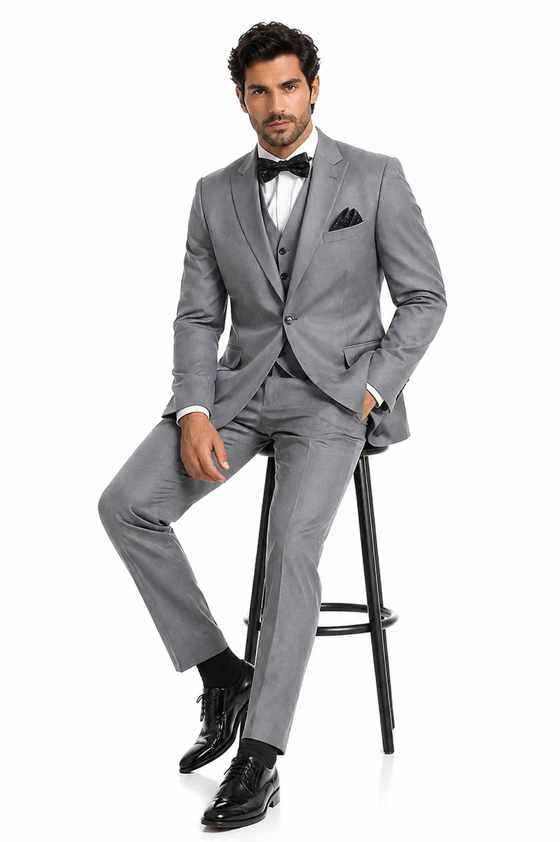Mens Urban Suits - 100% Wool Suit - Single Button Double Breasted Vest Pleated Pants