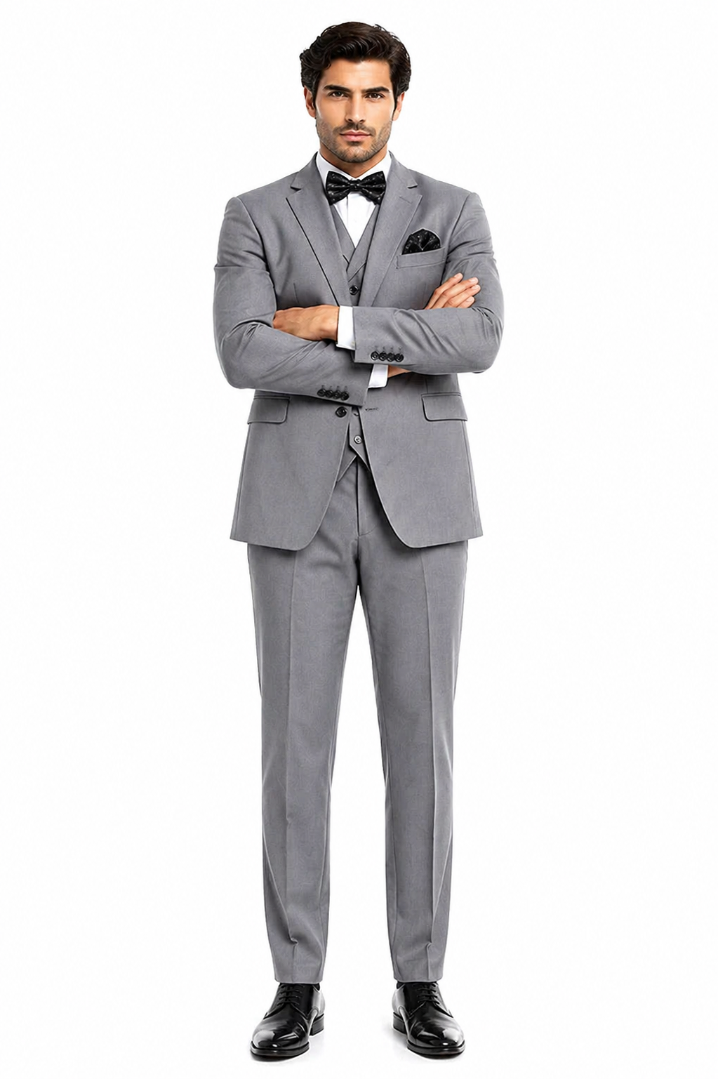 Mens Urban Suits - 100% Wool Suit - Single Button Double Breasted Vest Pleated Pants