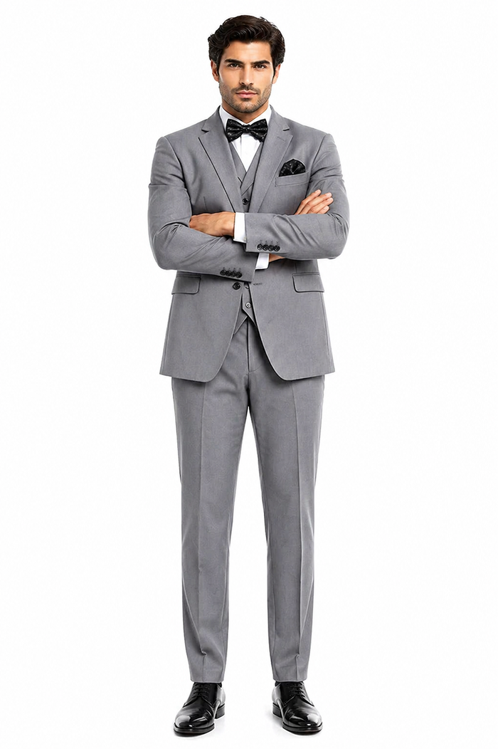 Mens Urban Suits - 100% Wool Suit - Single Button Double Breasted Vest Pleated Pants
