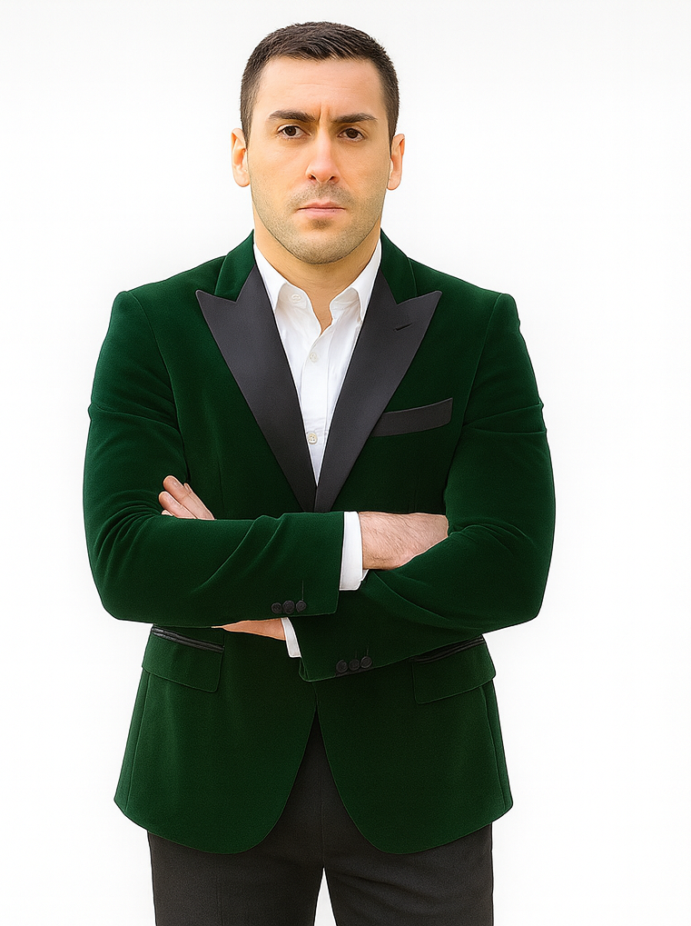 Mens Velvet Blazer - Velvet Jacket Big and Tall Mens Tuxedos Velvet Jacket - Big and Tall Dinner Jacket Bowtie Included - For Big Guys