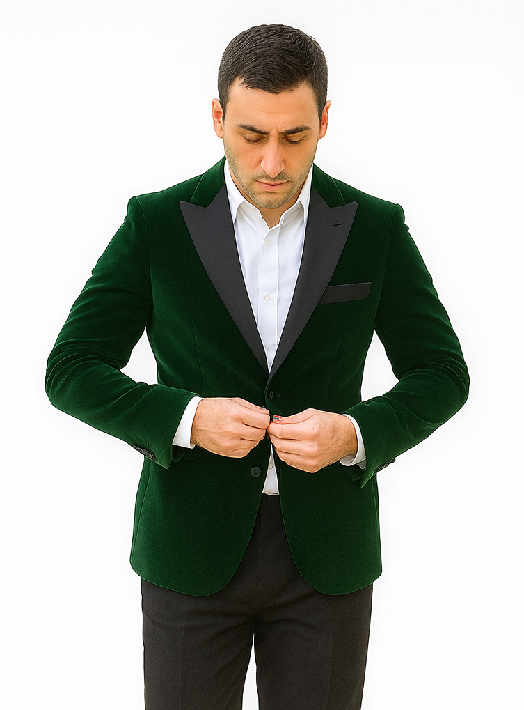 Mens Velvet Blazer - Velvet Jacket Big and Tall Mens Tuxedos Velvet Jacket - Big and Tall Dinner Jacket Bowtie Included - For Big Guys
