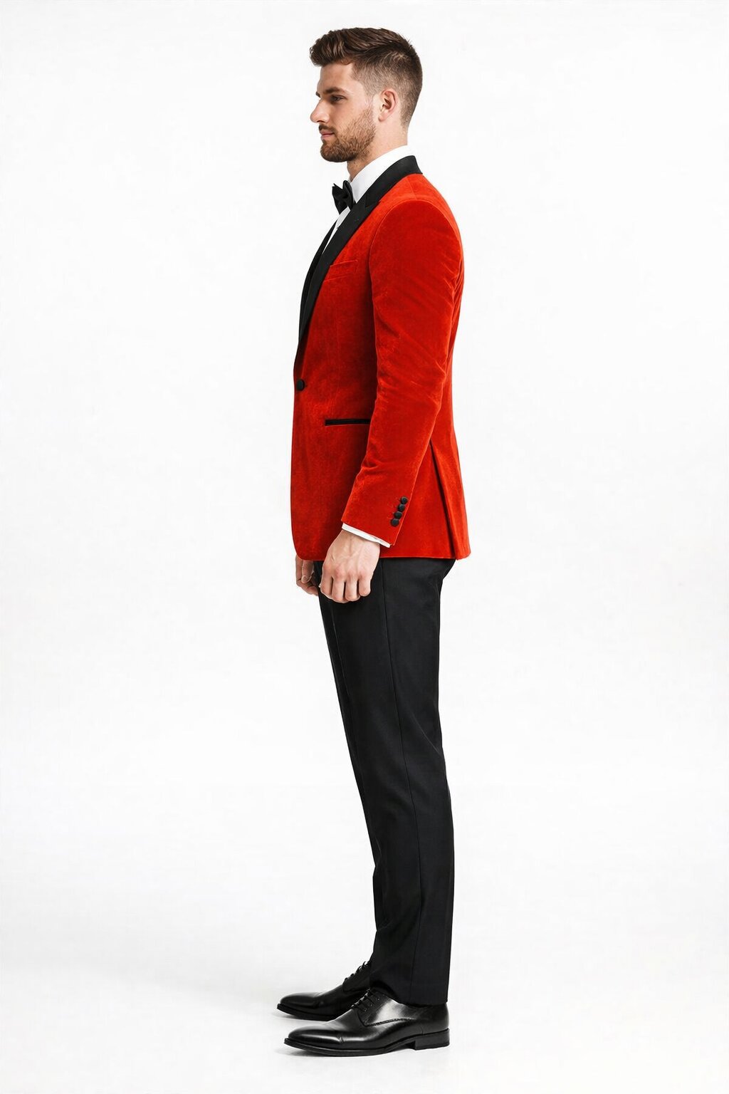 Mens Designer Velvet Tuxedo Jacket in Red