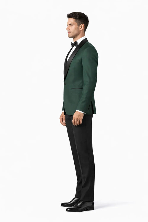Men's Vested Classic Dinner Jacket Wedding Tuxedo in Hunter Green