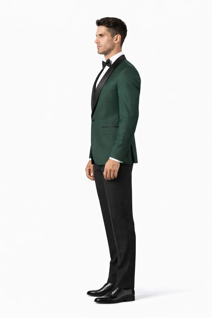 Men's Vested Classic Dinner Jacket Wedding Tuxedo in Hunter Green