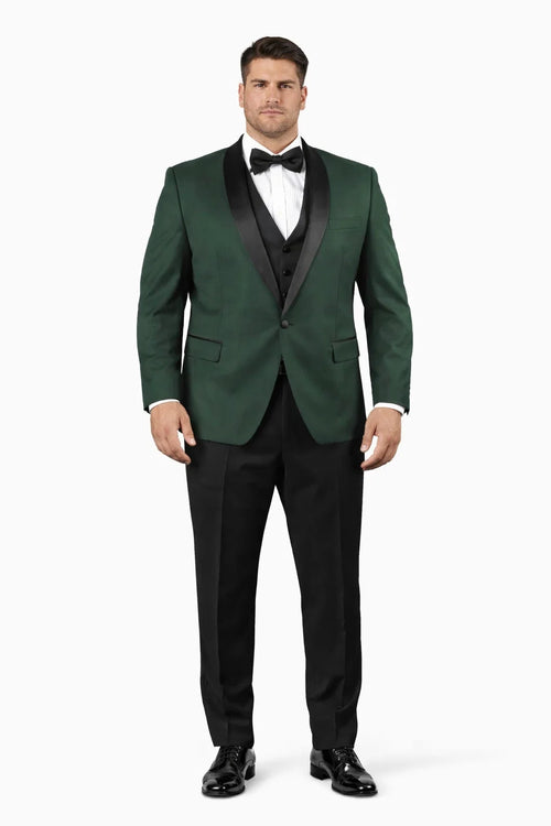 Men's Vested Classic Dinner Jacket Wedding Tuxedo in Hunter Green