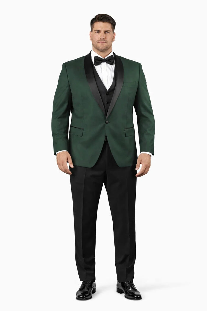 Men's Vested Classic Dinner Jacket Wedding Tuxedo in Hunter Green