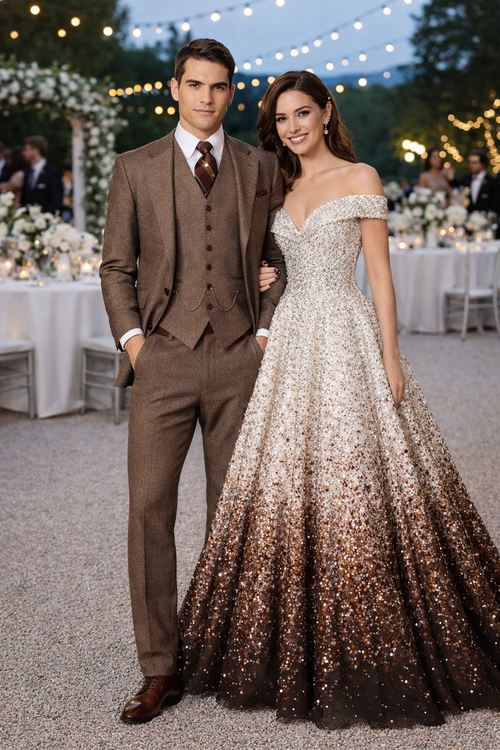 Mens Vested Great Gatsby Tweed Herringbone Tobey Maguire Suit in Light Brown