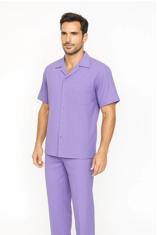 Mens Walking Suit in Color Lavender Leisure Suit Casual Matching Shirt and Pants $99