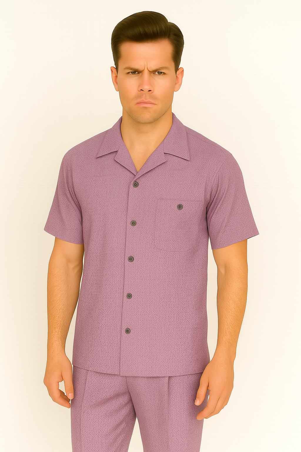 Mens Walking Suit in Color lavender leisure suit causal Matching Shirt and Pants $99