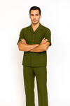 Mens Walking Suit in Color Olive Leisure Suit Casual Matching Shirt and Pants $99