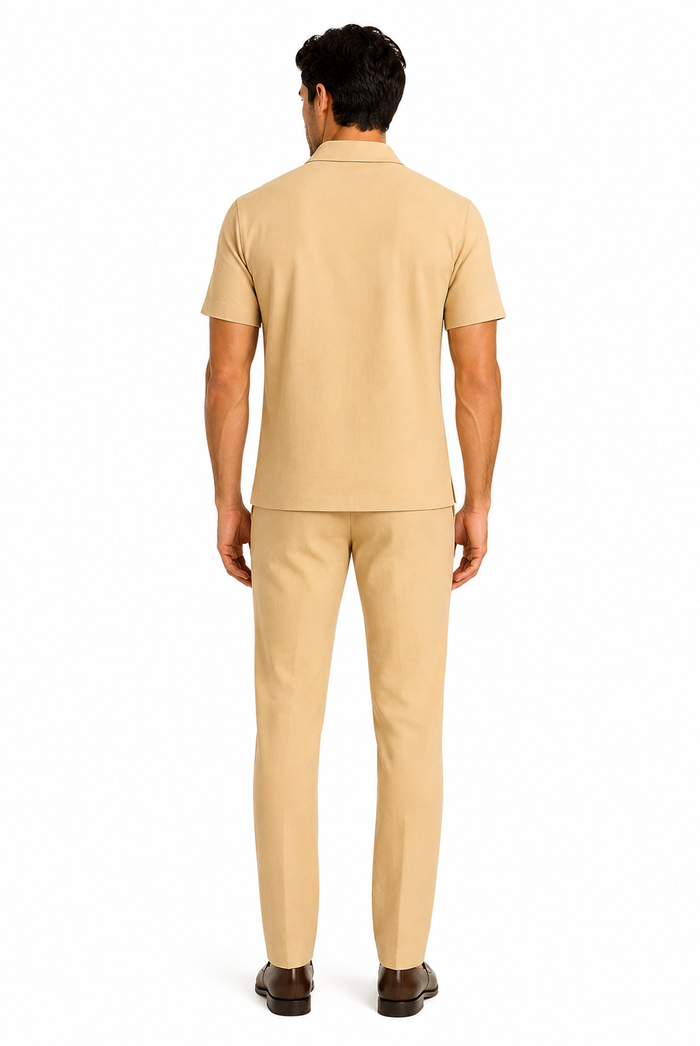 Mens Walking Suit in Color Sand Leisure Suit Casual Matching Shirt and Pants $99