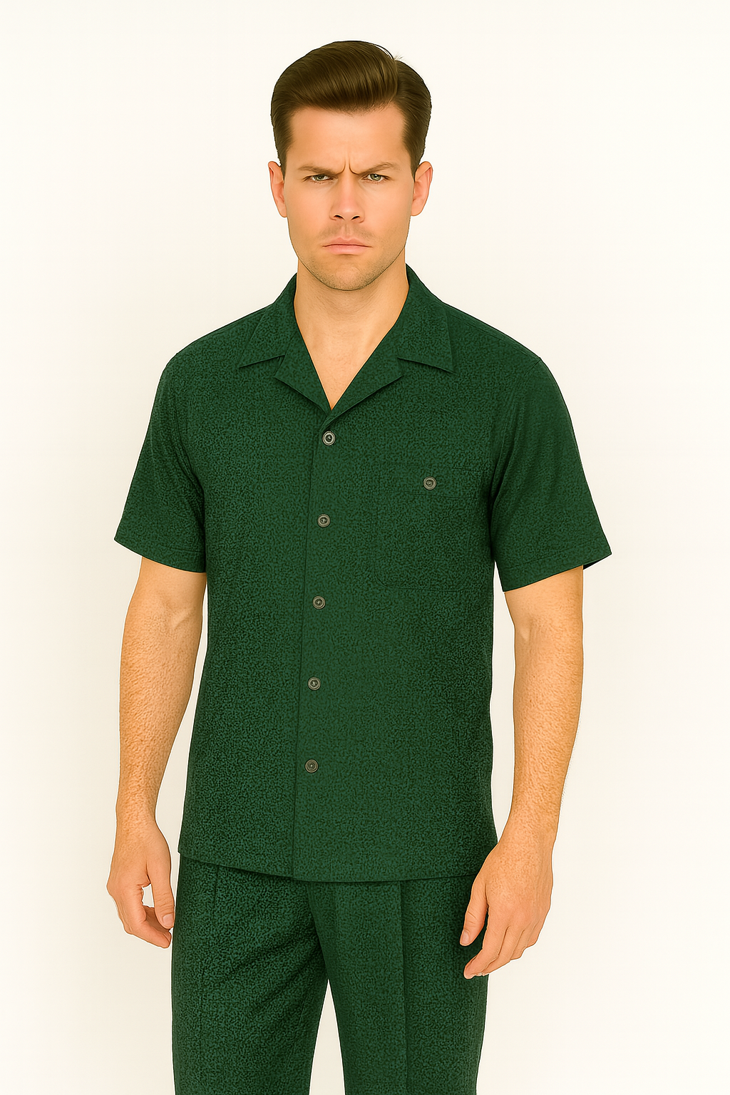 Mens Walking Suit in Color hunter green  leisure suit causal Matching Shirt and Pants $99